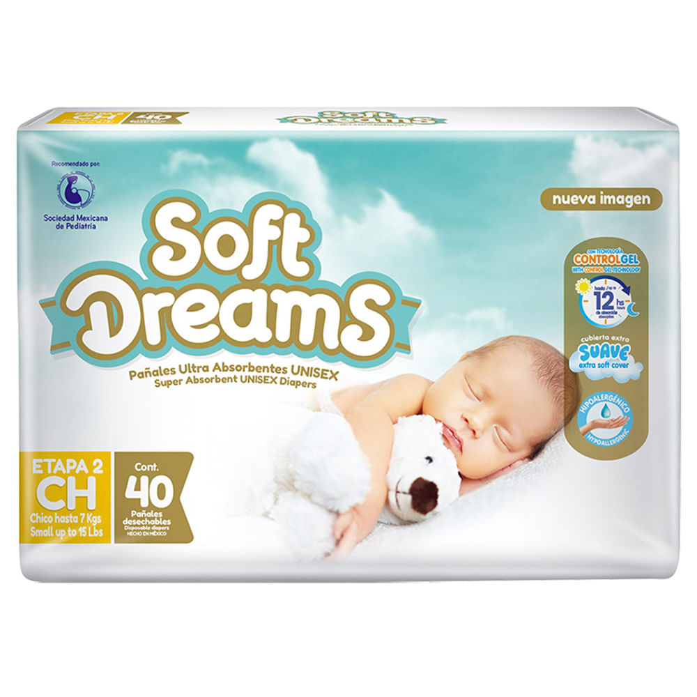 Soft Dreams Pañales para Bebé Etapa 2 Talla Ch 40 Piezas | Club Softys -  Club Hogar